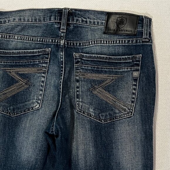 Rock‎ & Republic Jeans Mens Slim Straight Medium Wash Blue Denim Size 34x30 - Picture 8 of 8